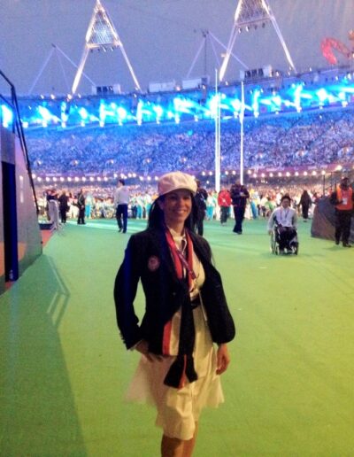 Dr. Mar walking in closing ceremonies at London Games 2012